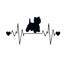 20.3*10.6CM Westie Dog Heartbeat Lifeline Vinyl Decal Stylish Car Stickers Car Styling Truck Accessories Black/Silver S1-1320 2024 - buy cheap