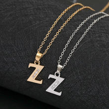 Collares de cadena de la palabra letras del alfabeto inicial del remolino pequeño Z collar 26 inglés cursivo de lujo del nombre del monograma letras de la palabra 2024 - compra barato