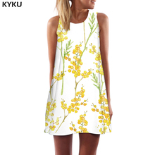 KYKU Flower Dress Women White Vestido Sexy Graffiti Sundress Art Party Abstract Korean Style Womens Clothing Summer New 2024 - buy cheap