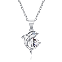 Heezen Lovely Dolphin Shaped Crystal Pendant Necklace Austrian Rhinestone Charms Pendant Jewelry Women Necklaces Bijoux Gifts 2024 - buy cheap