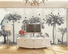 beibehang Customized personality 3d wallpaper mural European-style hand-painted forest elk big tree TV background wall wallpaper 2024 - buy cheap