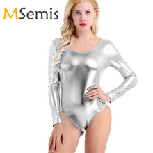 Leotardos de Ballet para leotardo femenino de Ballet para adultos, vestido brillante de charol con mangas largas, Tanga Monokini Bodycon leotardo Ropa de baile 2024 - compra barato