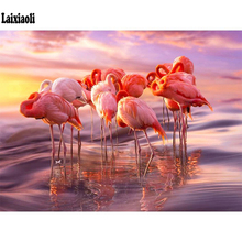 Completo, pintura diamante, flamingo, animal, bordado de diamante, ponto cruz, strass quadrado completo 5d, mosaico, kits, diy, decoração 2024 - compre barato