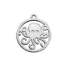 DIY Jewelry Stainless Steel Floating Octopus Round Charm Pendants for Bracelet Necklace Jewelry Making Wholesales 2024 - buy cheap
