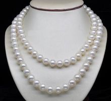 mujer Women Gift word Love   >>>>> genuine AAA 8-9mm south sea white pearl necklace 32 INCH Fine modaLuxury Ms. girl Wedding 2024 - buy cheap