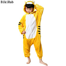 Детские пижамы BIKIRUB, зимняя одежда для сна с капюшоном, пижамный комплект для мальчиков и девочек, Kigurumi, тигр, Мультяшные животные, Детская Пижама, Фланелевая Пижама 2024 - купить недорого