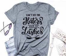 Cant See The Haters Over My Lashes t-shirt Eyelashes graphic be nice human slogan cotton shirt tumblr grunge tee aesthetic tops 2024 - buy cheap