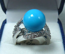 Noblest 12 мм синий жемчуг 18KGP кольцо (#6,7, 8,9) 2024 - купить недорого