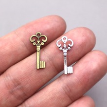60PCS Hot sell alloy charms key charms key Pendant for DIY Jewelry Making 20*10*1mm 2024 - buy cheap