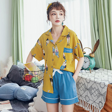 full pure cotton sweet love sleepwear women shorts pajama sets Japanese casual short sleeves Korea Cute freshly women homewear 2024 - buy cheap