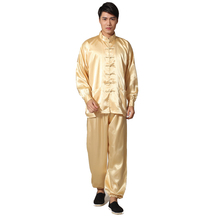 Conjunto de uniforme masculino de cetim kung fu, uniforme dourado chinês de manga comprida, tamanhos p, m, g, gg, xxg, ms019 2024 - compre barato