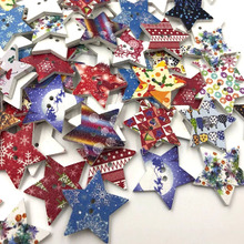 Botones de madera de estrella de Navidad, 50 Uds., decoración de colección de recortes WB465 2024 - compra barato