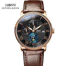 LOBINNI Moon Phase Watches Luxury Brand Watch Automatic Mechanical Wristwatch 50bar waterproof Luminous Full Steel Male Clock 2024 - buy cheap