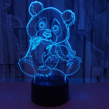 Lâmpada panda 3d colorida usb acrílico luz noturna controle remoto humor luz animal mesa ilusão 2024 - compre barato