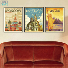 SPLSPL Retro New York Rome Ornamentation Moscow City Art Prints Poster Chic Wall Picture Canvas Oil Painting Home Decor 2024 - buy cheap