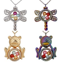 Rhinestone Dragonfly Frog Glass Living Memory Photo Floating Lockets Pendant Necklace Steel Chain Necklace 2024 - buy cheap