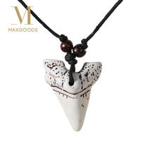 1 Pcs Trendy Men Women's Jewelry Imitation Yak Bone Shark Tooth Necklace White Teeth Amulet Pendant Necklace Gift 2024 - buy cheap