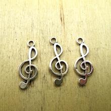 Talismãs musicais triplos, pingente de nota musical, colar/pulseiras com tom de prata antigo 2024 - compre barato
