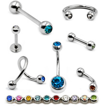 Showlove-10PCS Mixed Color Gem Labret Ring Lip Stud Ear Cartilage Helix Tongue Barbell Barbell Ring Belly Ring Piercing Jewelry 2024 - buy cheap