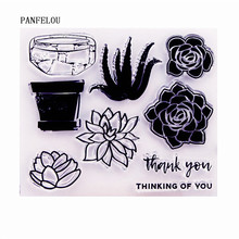 PANFELOU Cactus flower pot Transparent Clear Silicone Stamp/Seal DIY scrapbooking/photo album Decorative clear stamp sheets 2024 - buy cheap