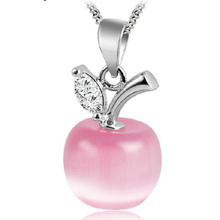 Wholesale Fashion Lady Jewelry Silver Plated Plated Opal Pink White Apple Shape Necklace Pendant DG201 2024 - buy cheap