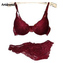 New 2016 cotton push up bra Absolute luxury lace sexy red wine under the thin thick underwear bra suit the underwear is female 2024 - buy cheap
