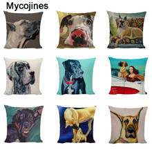 Lovely Great Dane Cushion Covers Watercolor Pillowcases Children Decor Oil Printed Cute Dogs Childlike Gifts Throw Pillows Cases 2024 - buy cheap