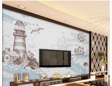 Customized 3d wallpaper 3d TV wall paper murals Retro nostalgia navigation beacon TV setting wall decoration wallpaper 2024 - buy cheap