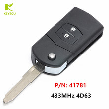 KEYECU New Upgraded Flip Remote Car Key Fob 2 Button 433MHz 4D63 for Mazda 3 BK Series 2006-2009, BT50 2006-2016 Visteon 41781 2024 - buy cheap