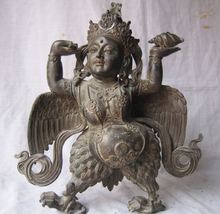 Collectible bronze S2152 14" Tibet Tibetan Purple Bronze Redpoll Winged Garuda Bird Eagle Buddha Statue 2024 - buy cheap