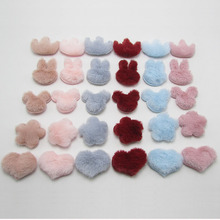 Small size 40pcs/lot Multi Color Furry Felt Padded Heart/Star/Crown Appliques for DIY Handmade Children's hair Clip Accessories 2024 - buy cheap