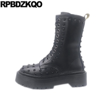 Flatform Women Punk Rock Boots Ankle Muffin Rivet Flat Big Size Shoes Metal 10 43 Military 11 Platform Stud High Quality Combat 2024 - buy cheap