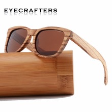 Gafas de bambú hechas a mano para hombre y mujer, lentes de sol de madera de cebra, de diseñador de marca, con espejo 2024 - compra barato