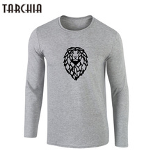 TARCHIA Mens T-Shirts 2022 Spring Autumn Men T Shirt Funny Lion Printed Casual Long Sleeve Cotton O-Neck Tees Tops Homme 2024 - buy cheap