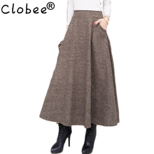 2020 Woolen Autumn Winter Plus Size A Line Midi Wool Skirt Faldas Mujer Women High Waist Long Maxi Tutu Pleated Skirt Saias WQ2 2024 - buy cheap