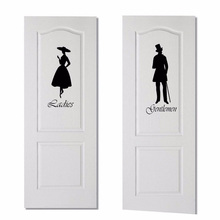 Ladies Gentlemen Bathroom WC Door Sticker Fashion Vinyl Wall Sticker Decals Black A0033 2024 - buy cheap