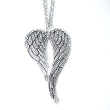 Colar vintage de prata com asas de anjo e gargantilha, pingente de coração, corrente longa, jóias femininas 2024 - compre barato