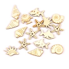 50pcs Wooden Embellishment Mix Seashell/starfish Pattern Home Wood Decoration For Scrapbooking DIY Woodwork Carfts 25-35mm M1806 2024 - buy cheap