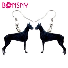 Bonsny Acrílico Declaração Great Dane Dog Brincos Dangle Gota Moda Animais Acessórios de Presente Da Jóia Para As Mulheres Meninas Amantes do animal de Estimação 2024 - compre barato