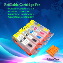 6 Color,PGI-520 CLI-521 Chipped refillable cartridge pgi-520BK cli-521BK C M Y GY  for PIXMA MP980,European model ,1 SET,6PCS 2024 - buy cheap