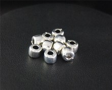 Miçangas espaçadoras cor prata 50 peças, pulseiras de enfeite em prata compatível com joias de metal diy 5x6mm a2104 2024 - compre barato