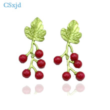 CSxjd 2019 Nueva joyería de plantas broche de cereza roja hebilla de bufanda accesorio 2024 - compra barato