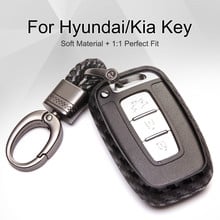 For Hyundai Carbon Fiber Pattern Car Key Cover Case For Hyundai ix35 Genesis Veloster SR Tucson Sonata Elantra i30 Solaries HB20 2024 - buy cheap