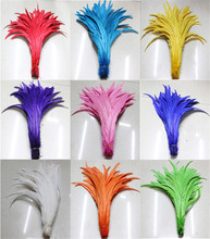 Free Shipping 500pcs/lot coque feather mix color Dyed chicken feather 35-40cm 14-16 inches rooster tail feather 2024 - buy cheap