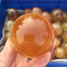 Bola de cálcia amarela natural, 50-55mm, esfera de pedra de cristal, grande para meditação, decoração de casa, chakra, pedra reiki 2024 - compre barato