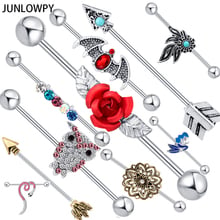 JUNLOWPY Industrial Barbell Piercing Rose Arrow Cartilage Earring 14G Stainless SteelScrew Helix Ear Bar Body Jewelry Mix 20pcs 2024 - buy cheap