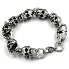 Mens stainless steel skull skeleton chain bracelet biker heavy jewelry birthday gifts for dad him boyfriend 24CM star Bracelet 2024 - buy cheap