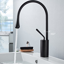 LIUYUE Basin Faucets Brass Black Drop Shape Faucet Single Handle Bathroom Large Curved Faucet Cold Hot Water Mixer Taps Torneira 2024 - buy cheap