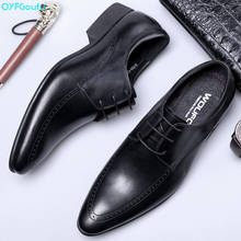 QYFCIOUFU 2019 Handmade Fashion Luxury Wedding Brand Men's dress shoes Genuine Leather business Mens Formal oxford Dress Shoes 2024 - buy cheap