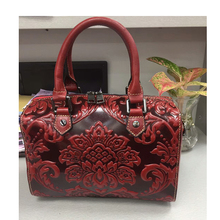 Chinese style Genuine leather women bag layer leather embossed flower retro leather Totes bag handbag national  shoulder bag 2024 - buy cheap